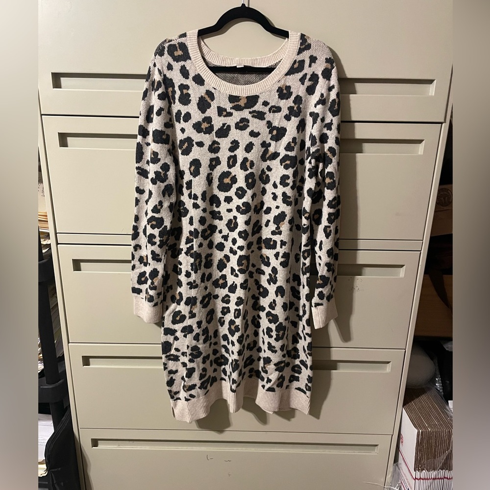 EUC Loft Animal Print Sweater Tunic/Dress 20/22W